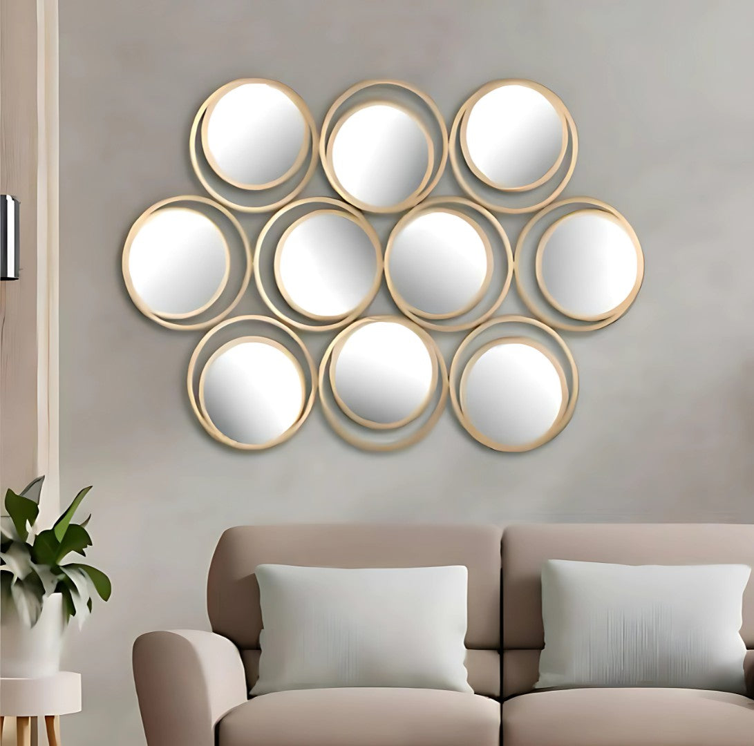 Golden Multi-Ring Wall Mirror