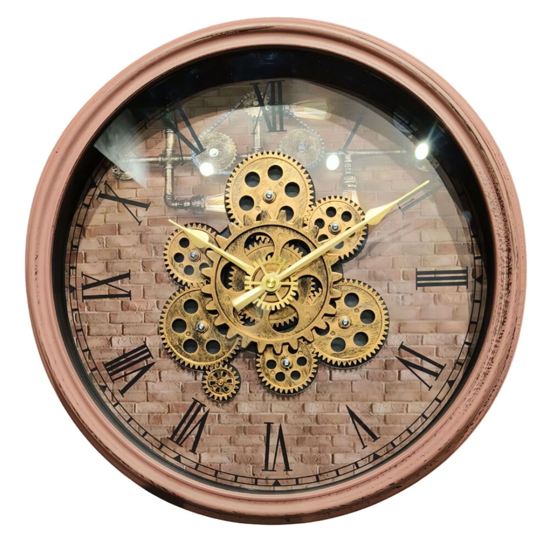 Industrial Retro Moving Gears Wall Clock