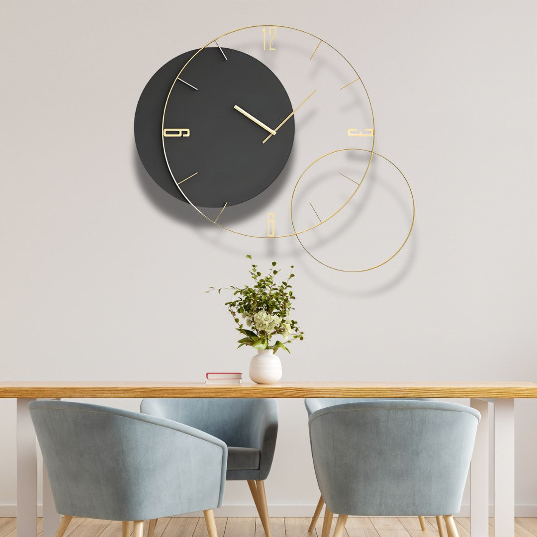 Minimal Black and Gold Wall Clock