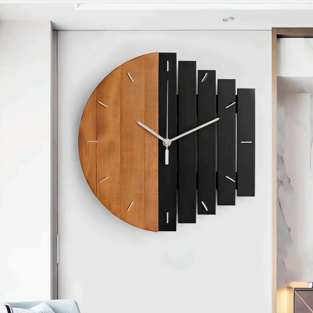 Dual Tone Designer Cutout Light-wood Clock