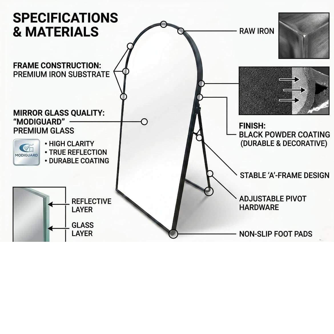Full Length Black Designer Standing Mirror/Wall Mirror - Final Sale!