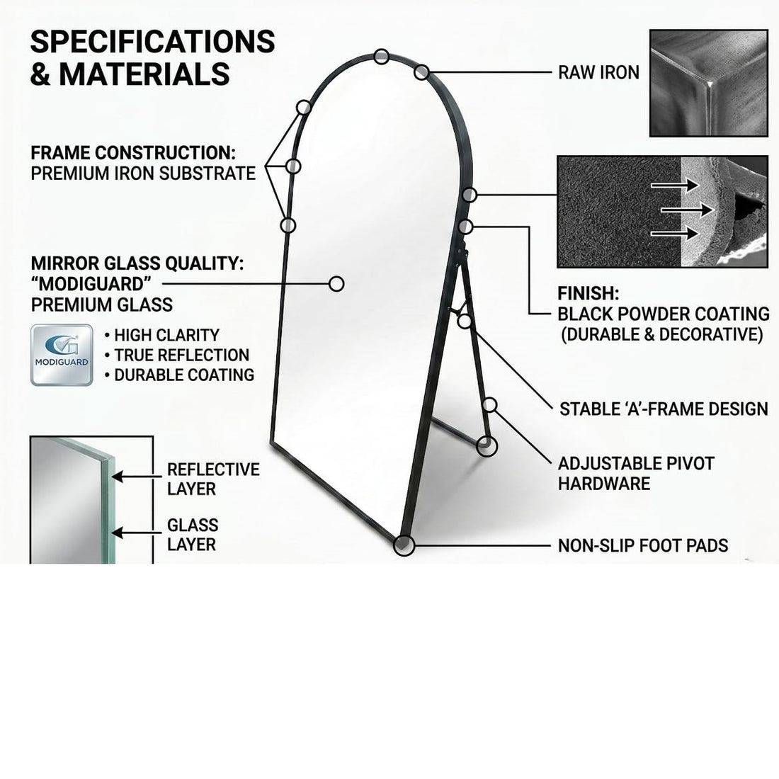 Full Length Black Designer Standing Mirror/Wall Mirror - Final Sale!
