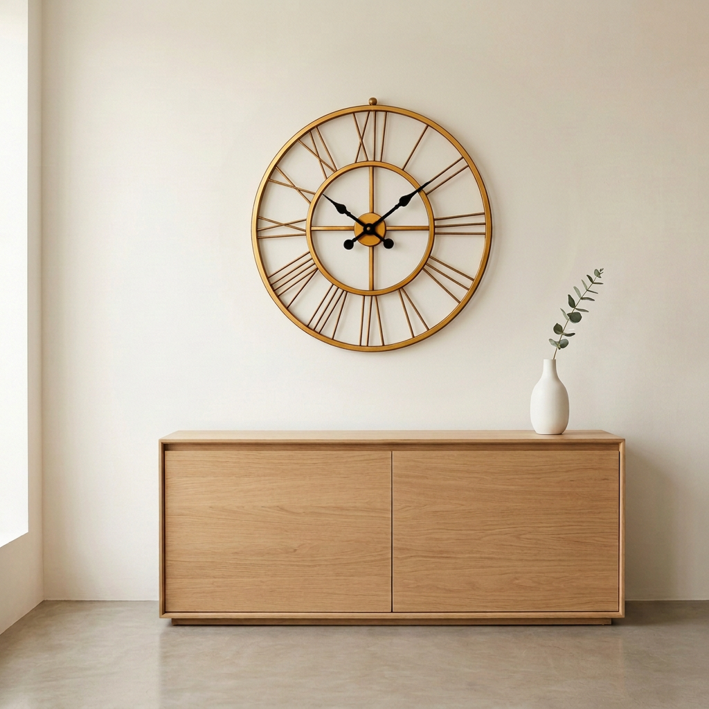 Gold Roman Numeral Metal Wall Clock