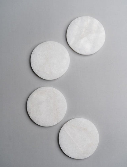 White Quartz Round Coasters - Set of 4 Writings On The Wall Coasters