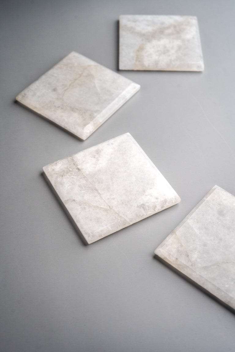 White Quartz Square Coasters - Set of 4 Writings On The Wall Coasters