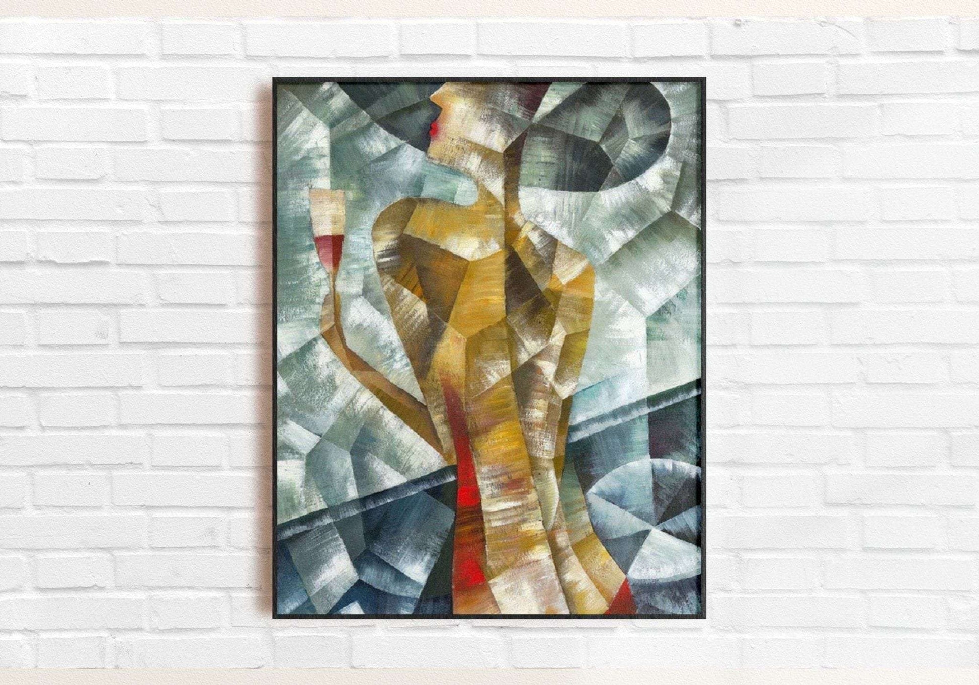 Woman With Cocktail Painting Writings On The Wall Canvas Print