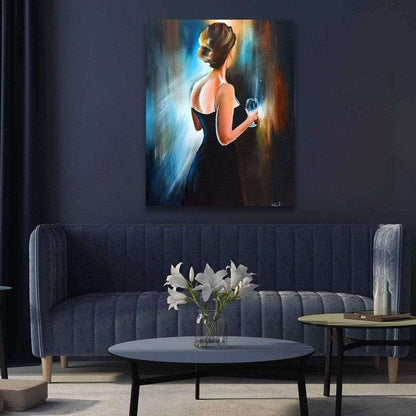 Woman in Black Oil Painting Writings On The Wall Oil Painting