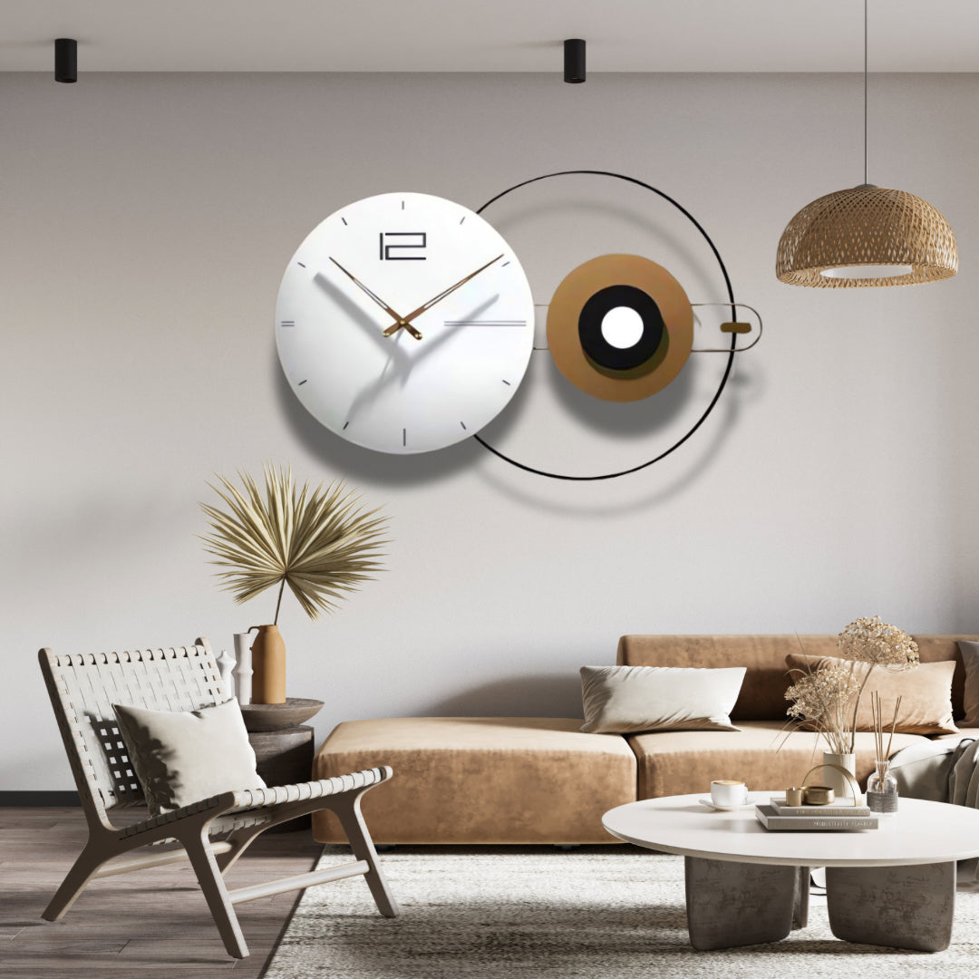 White And Gold Designer Wall Clock