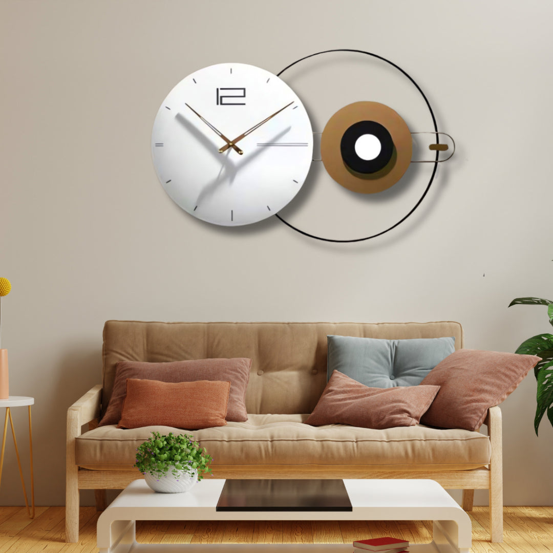 White And Gold Designer Wall Clock