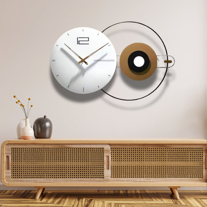 White And Gold Designer Wall Clock