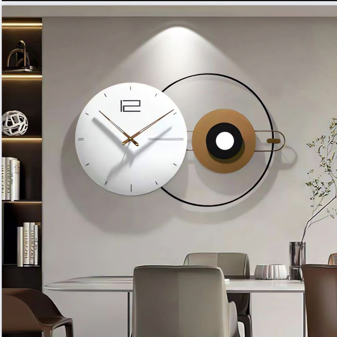 White And Gold Designer Wall Clock