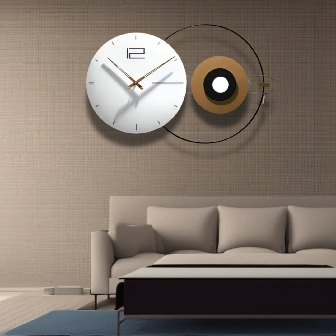 White And Gold Designer Wall Clock