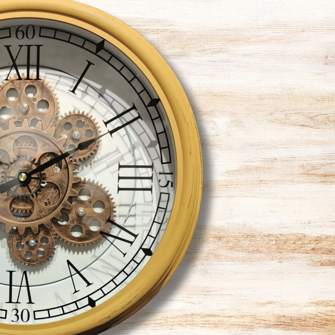 Gold & Bronze Industrial Moving Gears Wall Clock