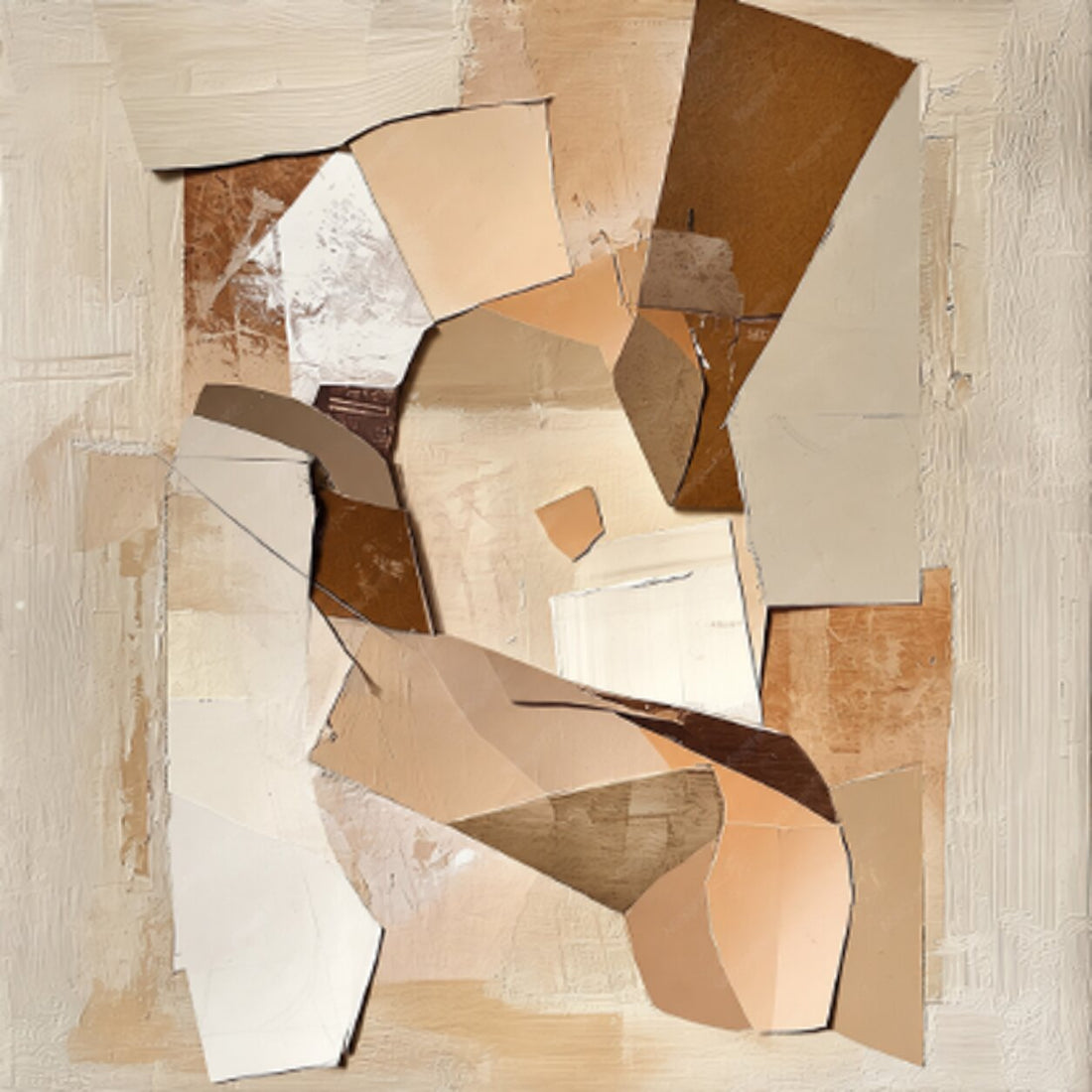 Earthy Neutral Layers Abstract Painting - Art Print