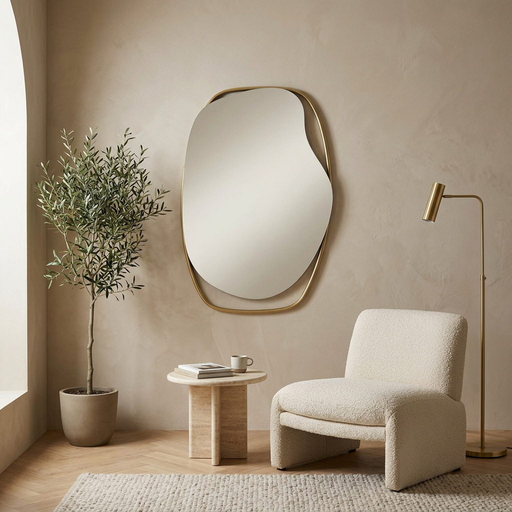 Asymmetric Wall Mirror with Frame