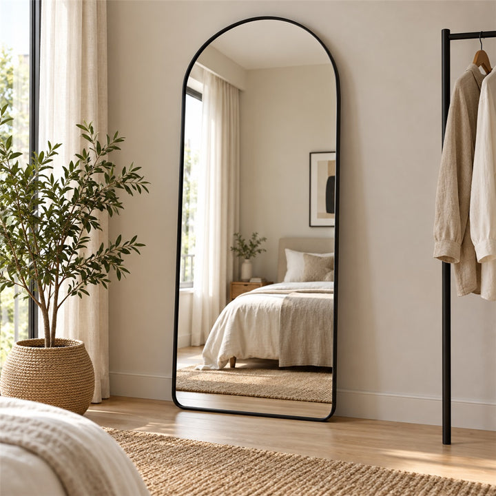 Full Length Sleek Designer Wall/Floor Mirror - Arched