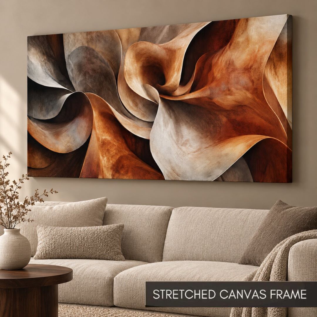 Earthfold Sculptural Abstract art print as a stretched canvas frame