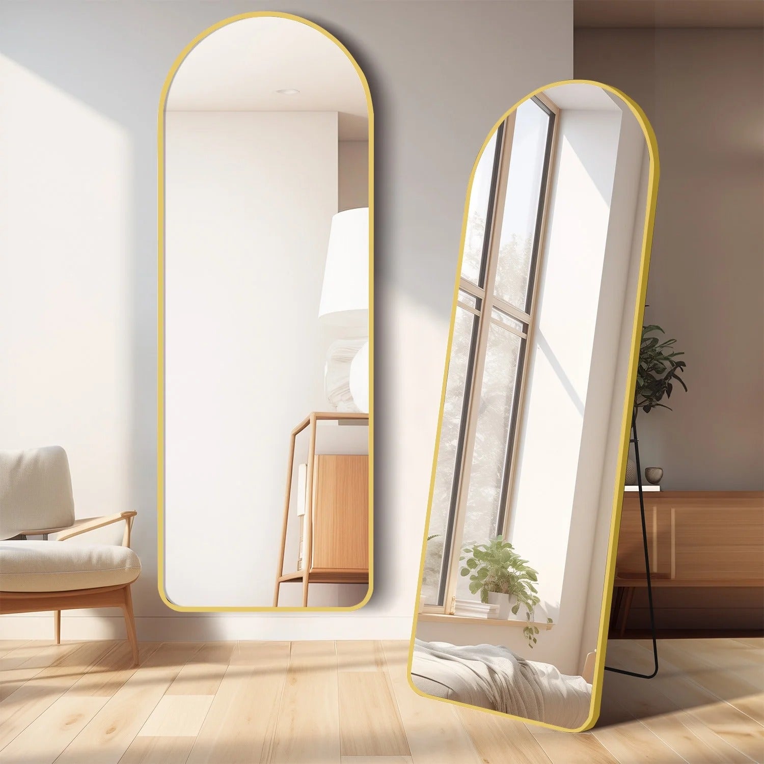 Full Length Sleek Designer Wall/Floor Mirror - Arched
