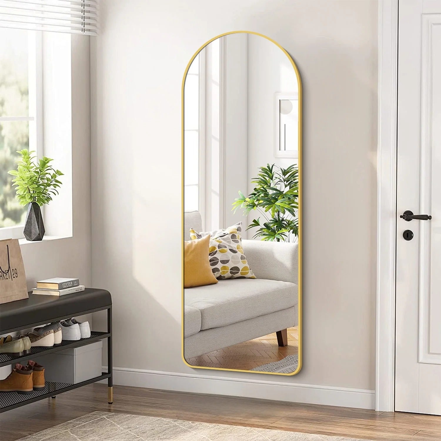 Full Length Sleek Designer Wall/Floor Mirror - Arched