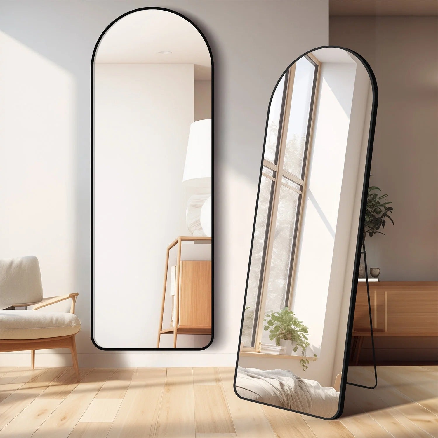 Full Length Sleek Designer Wall/Floor Mirror - Arched