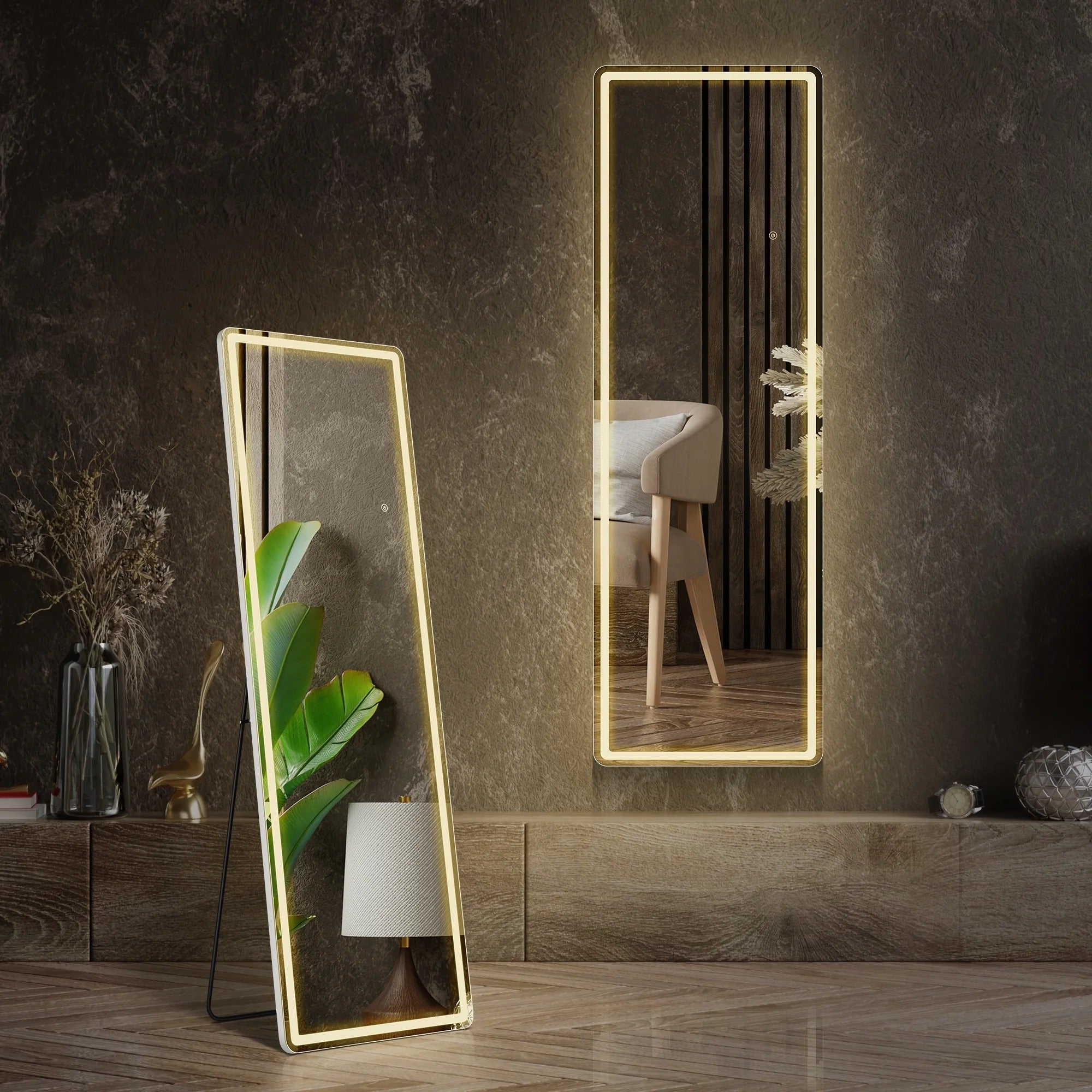 LED Full Length Sleek Designer Wall/Floor Mirror - Rectangle