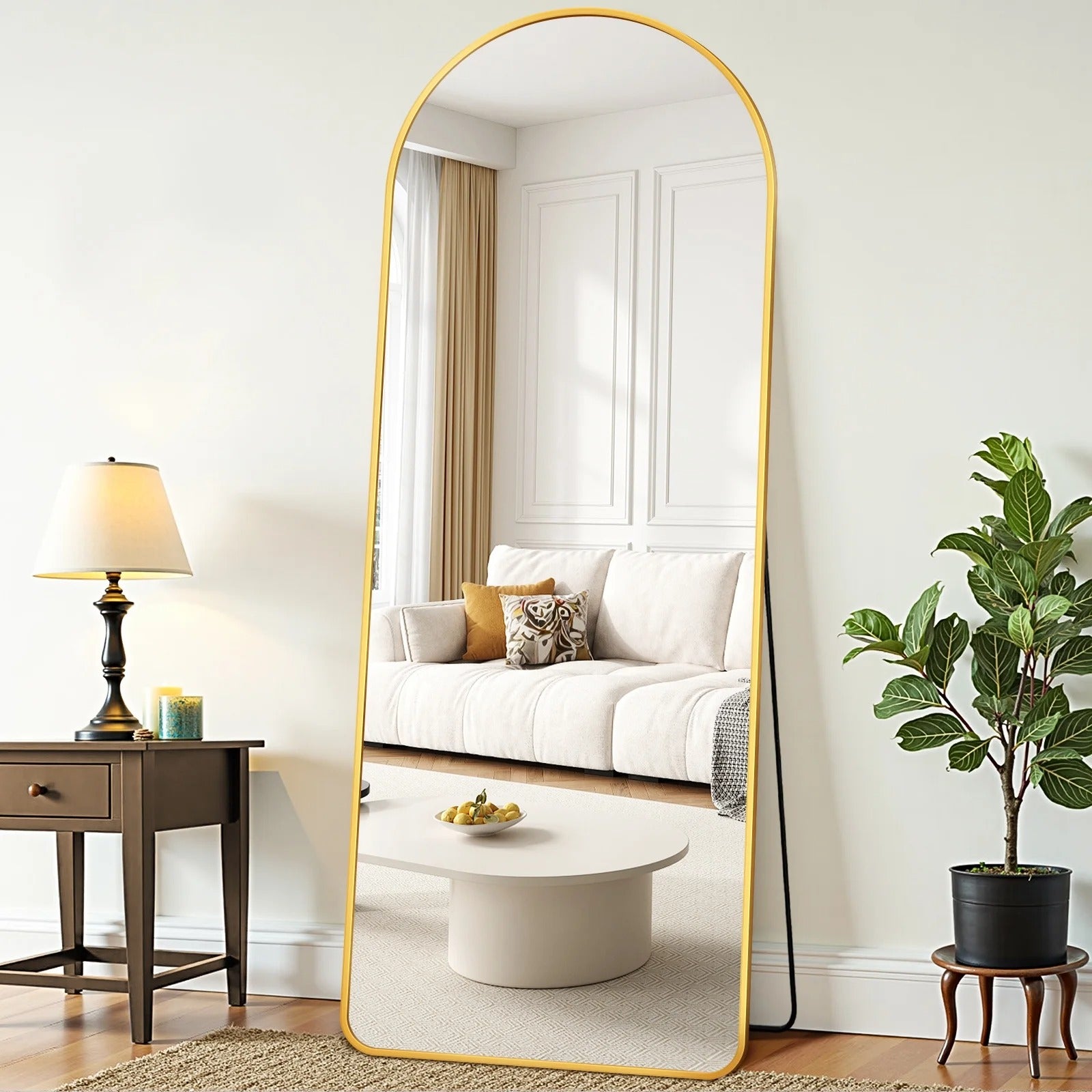 Full Length Sleek Designer Wall/Floor Mirror - Arched