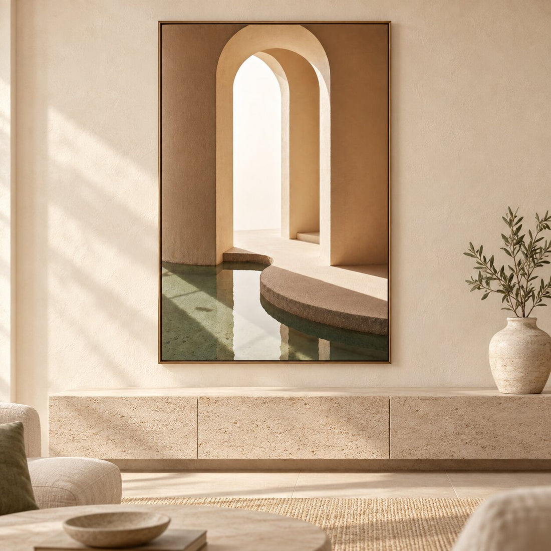 Sunlit Mediterranean Archway Architectural Painting - Art Print