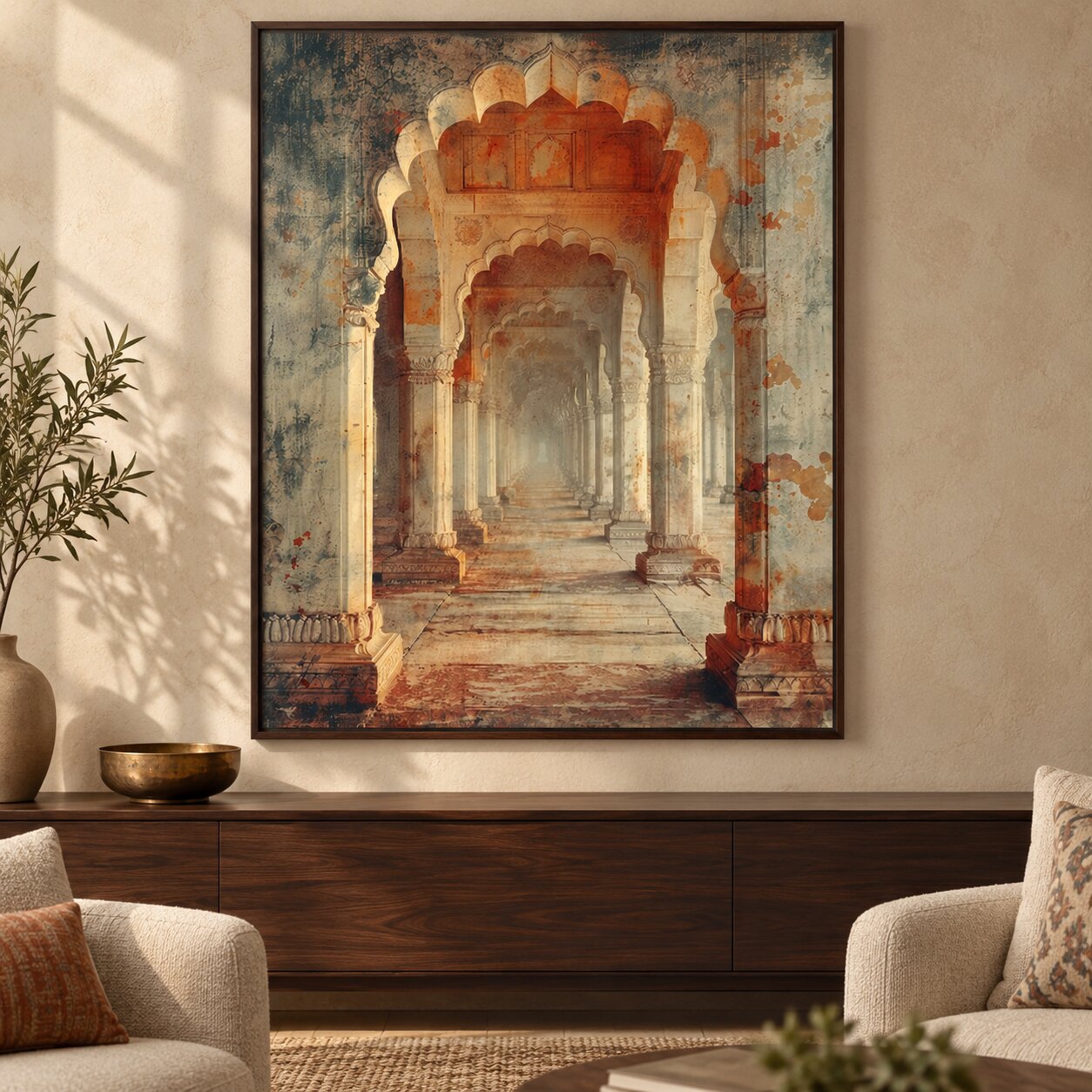 Royal Passage Vintage Indian Architecture Painting - Art Print
