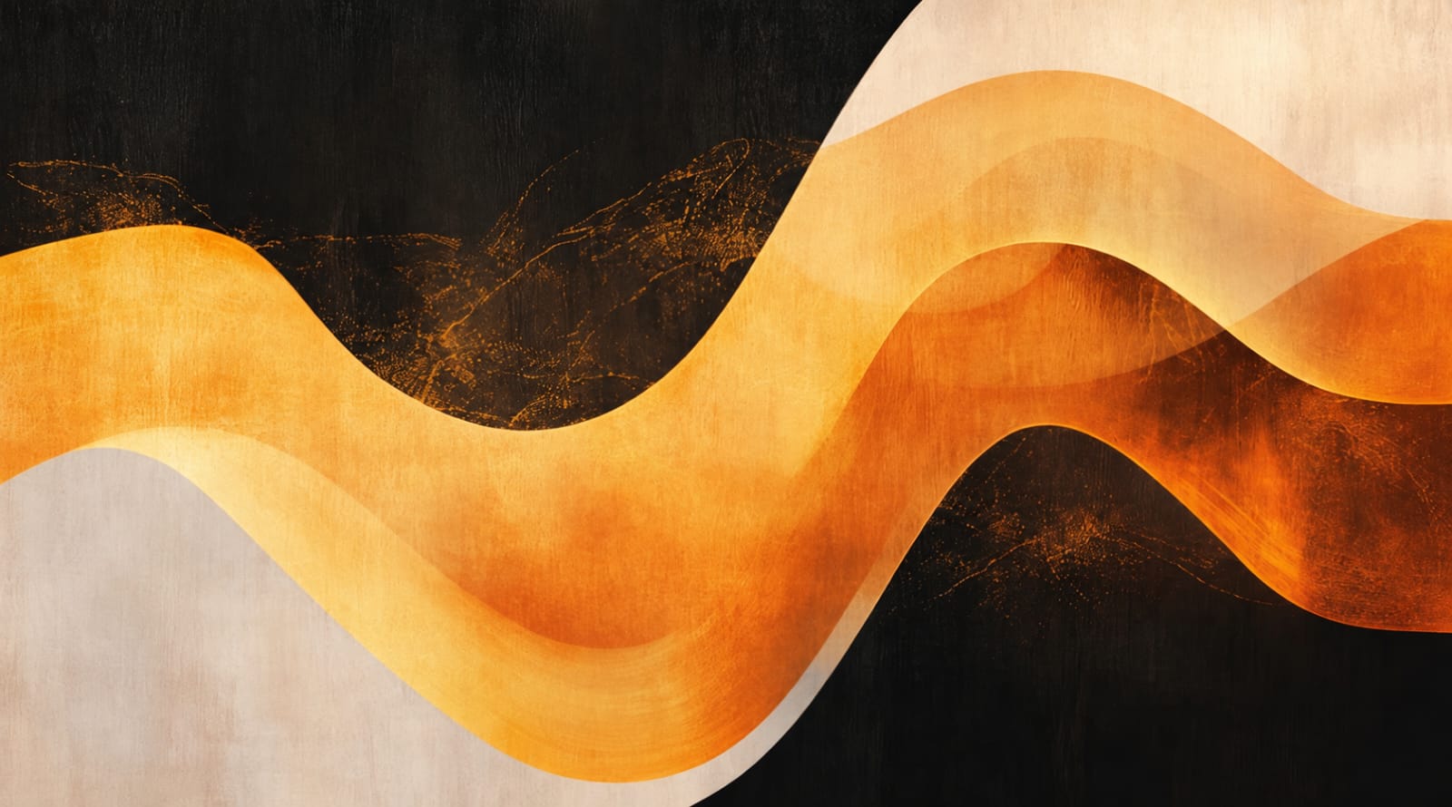 Amber Rhythm Modern Abstract Wave Painting - Art Print
