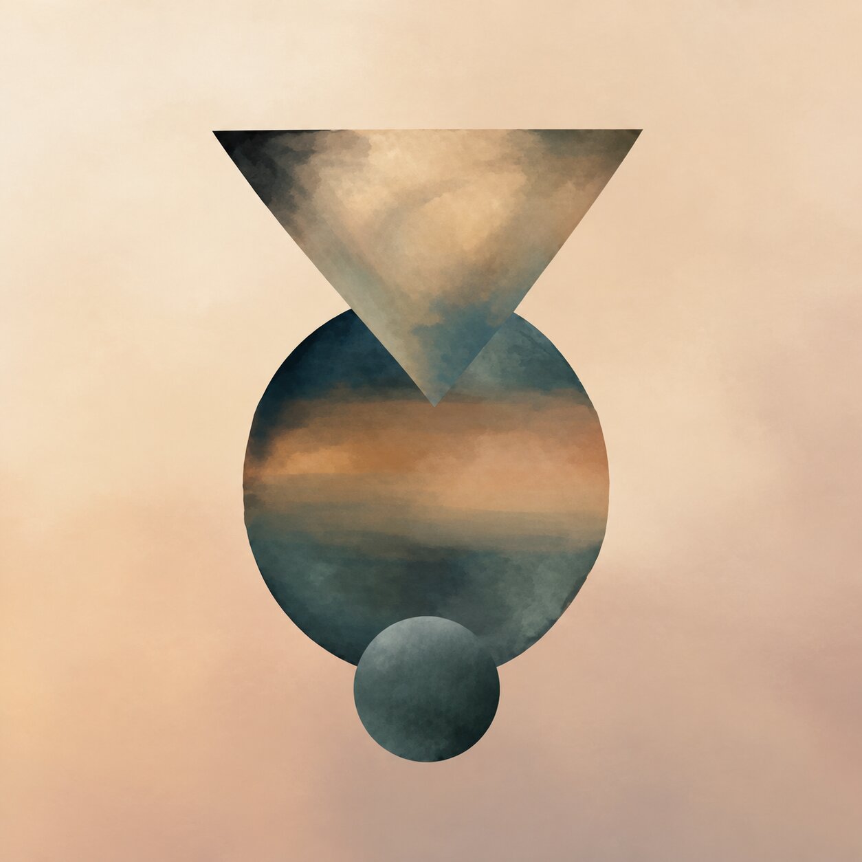 Teal and Blush Geometric Abstract Painting - Art Print
