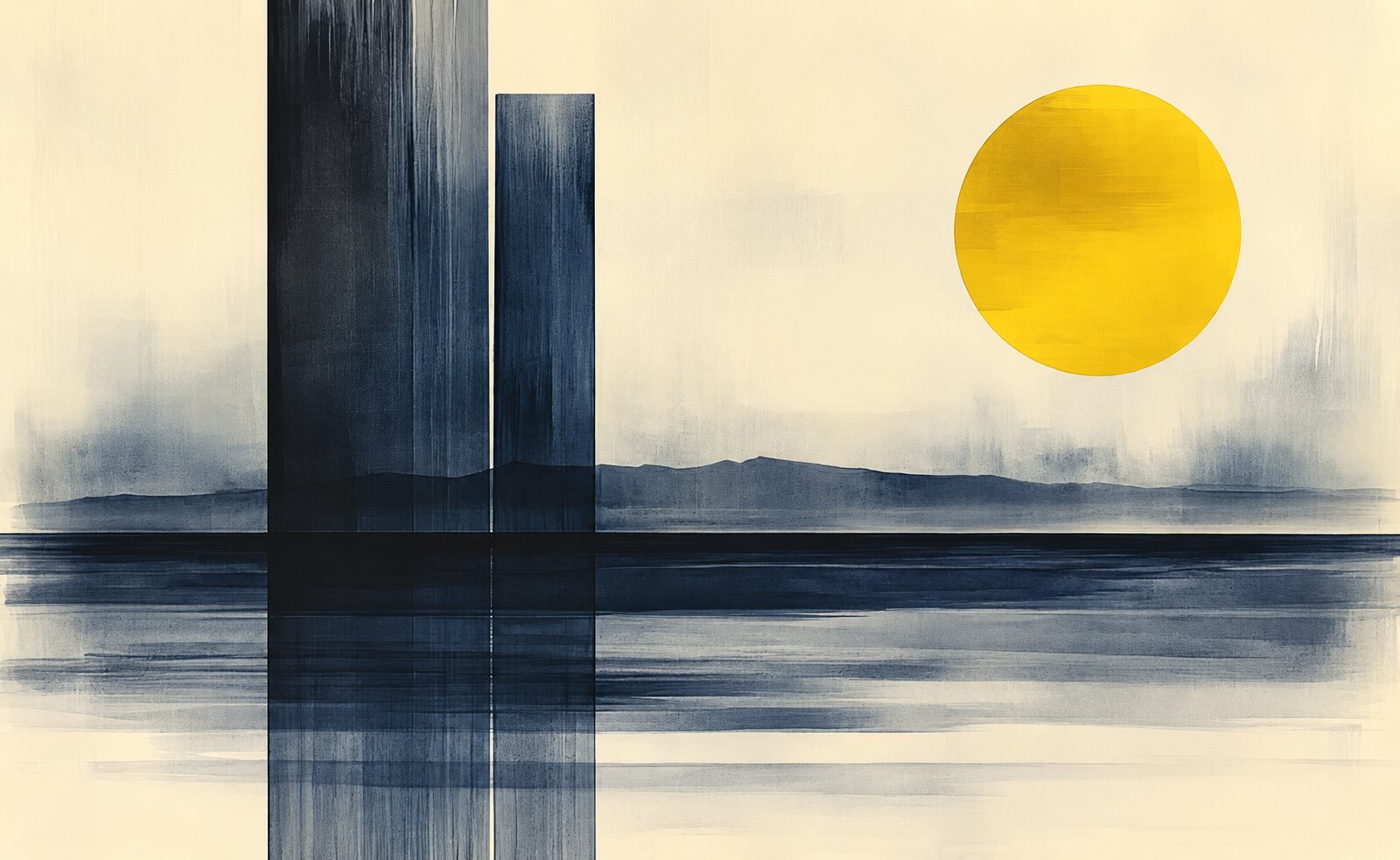 Sunlit Skyline Painting - Art Print