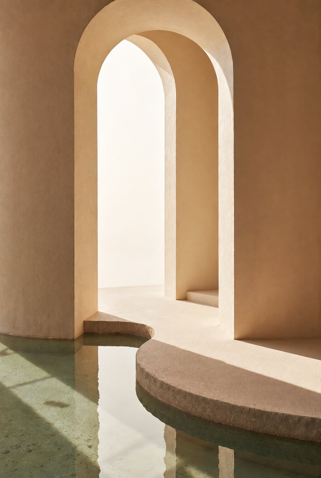 Sunlit Mediterranean Archway Architectural Painting - Art Print