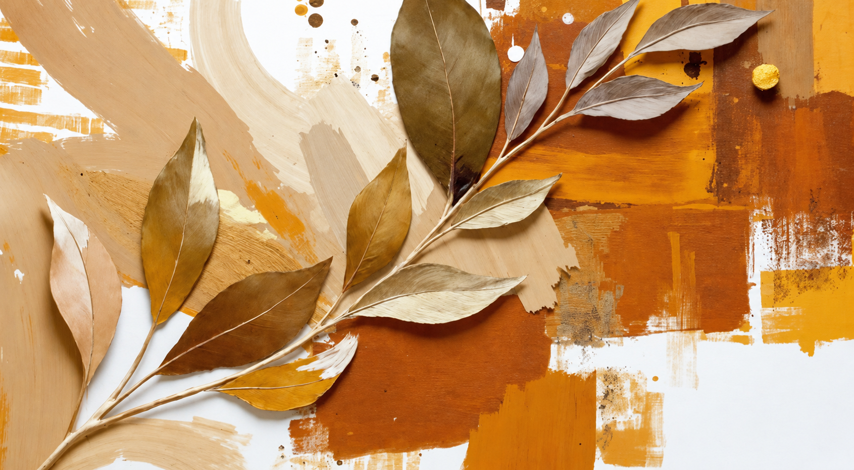 Sunburnt Ochre Botanical Abstract Painting - Art Print