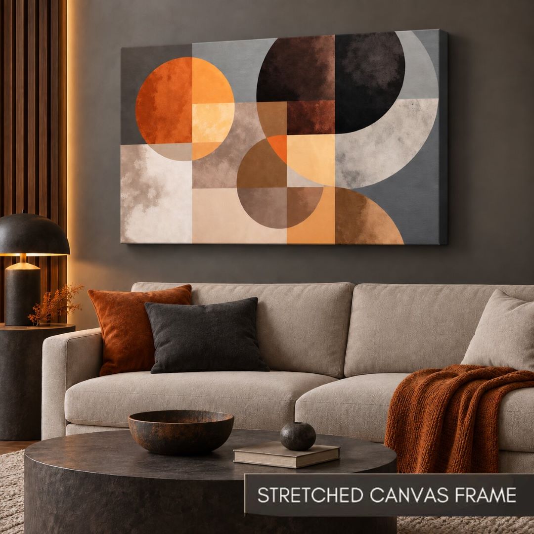 Burnt Orange Geometric Abstract Painting - Art Print