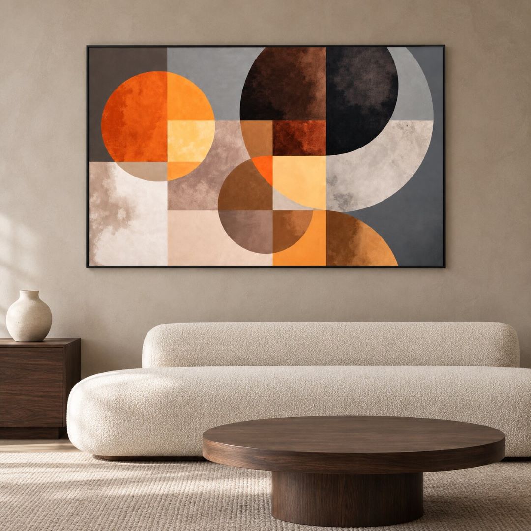 Burnt Orange Geometric Abstract Painting - Art Print
