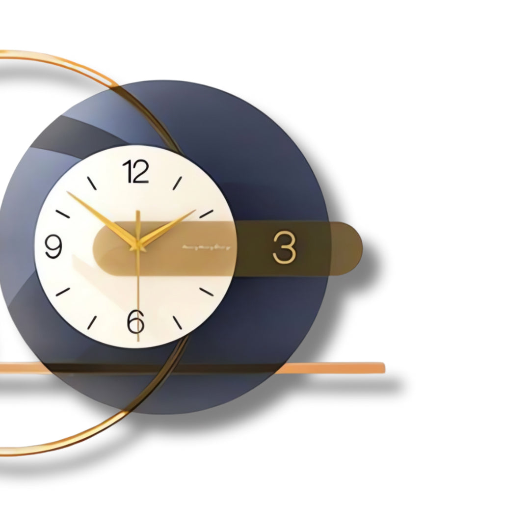 Blue And Gold Circular Designer Wall Clock