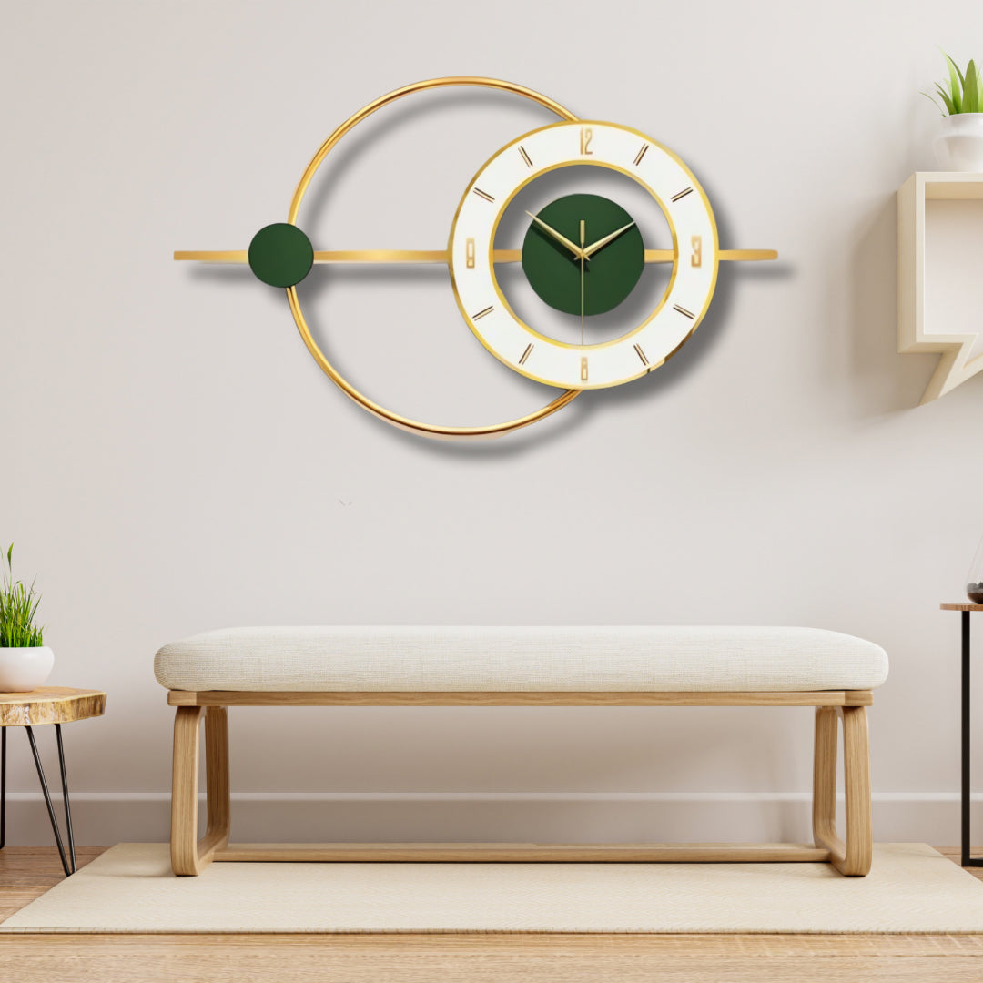 Green and Gold Designer Wall Clock