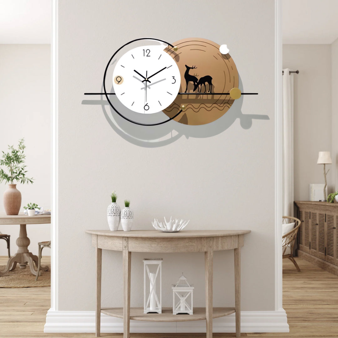 White and Brown Designer Wall Clock