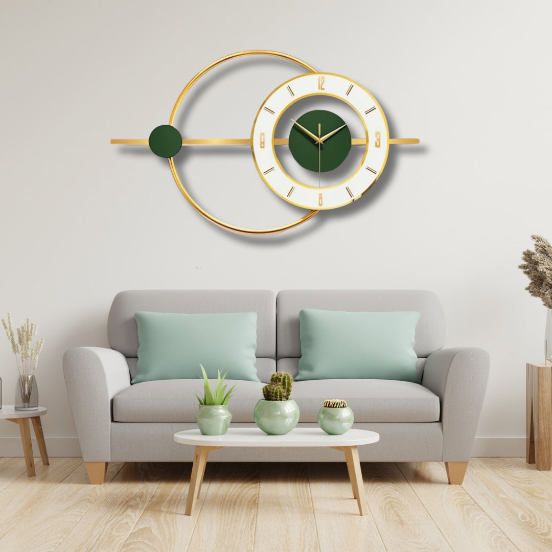 Green and Gold Designer Wall Clock