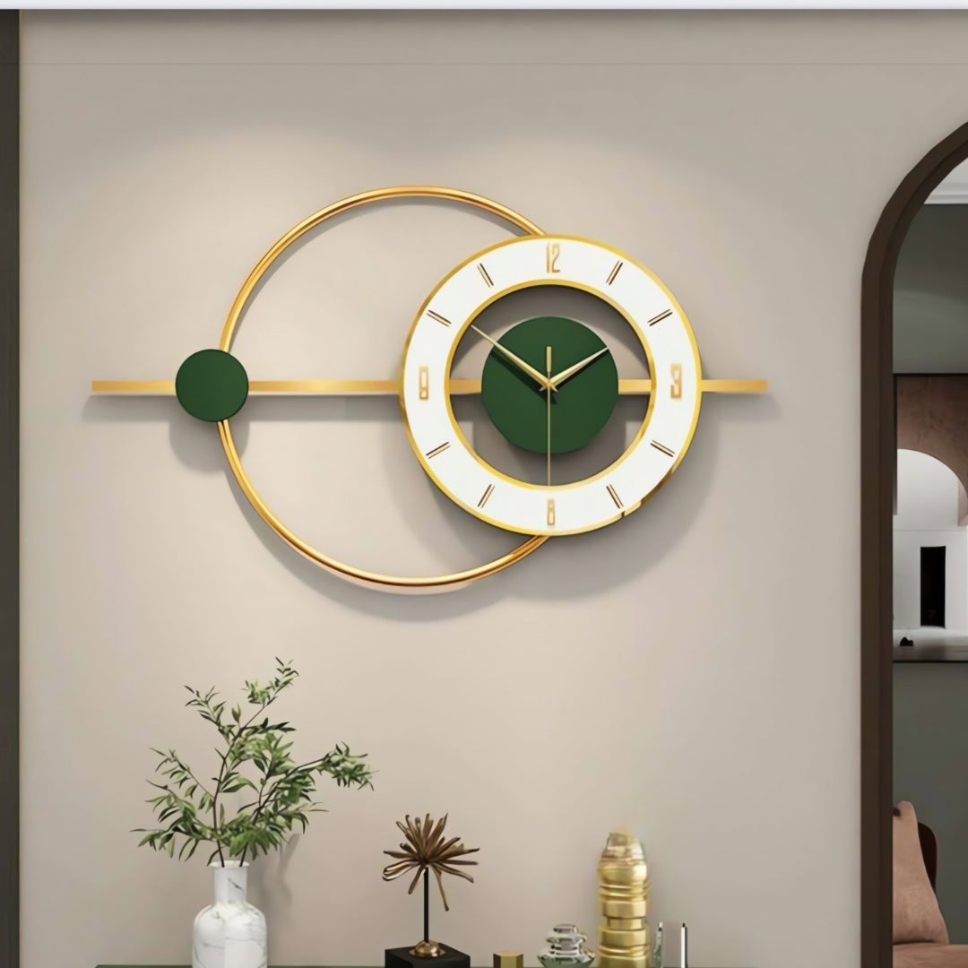 Green and Gold Designer Wall Clock