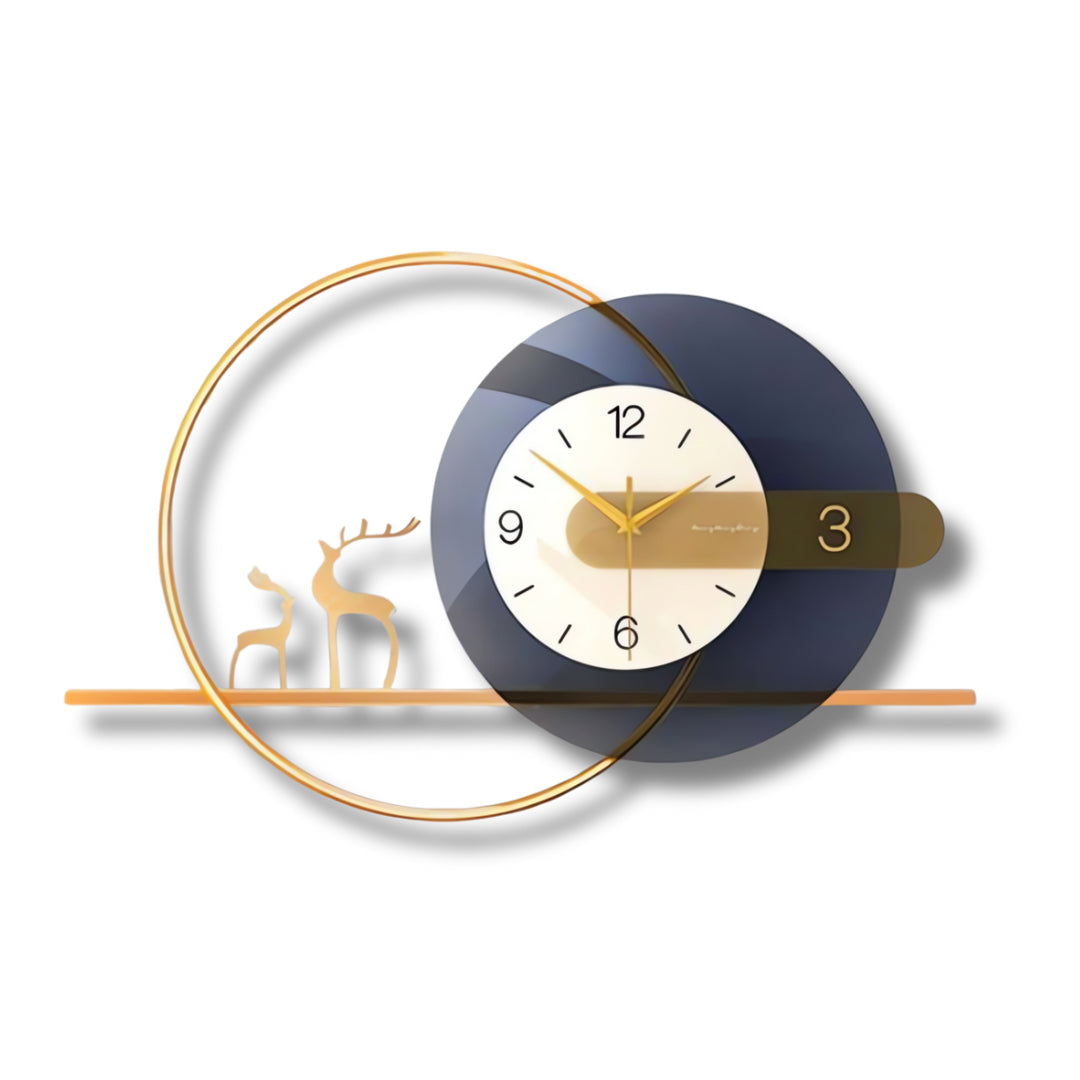 Blue And Gold Circular Designer Wall Clock