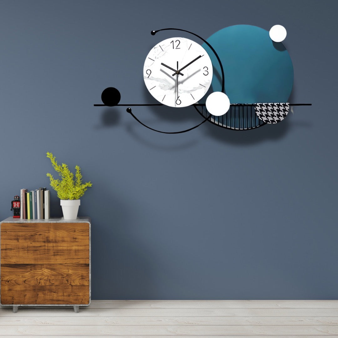 Blue and White Abstract Designer Wall Clock