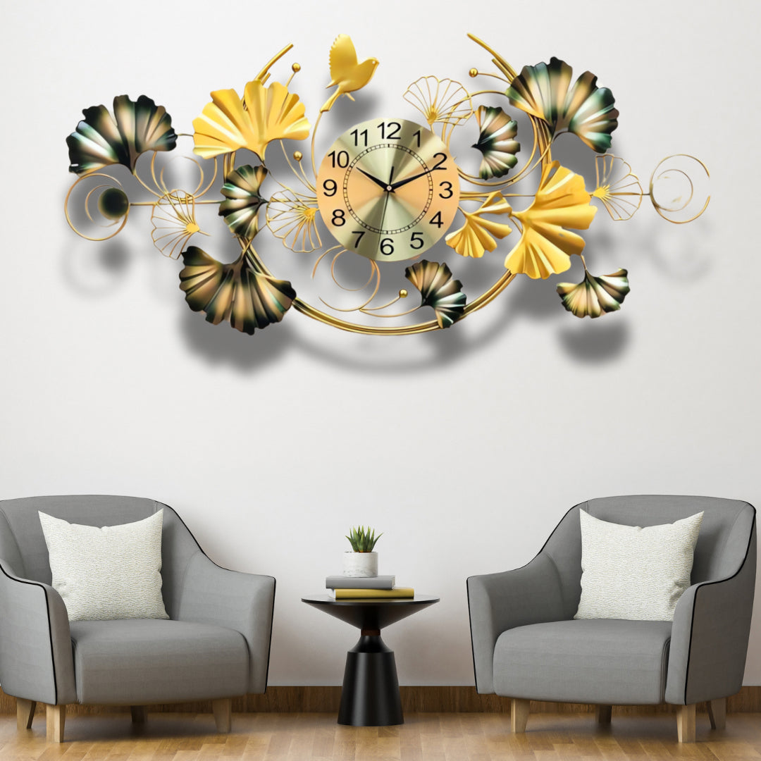 Ginkgo Leaf Designer Wall Clock