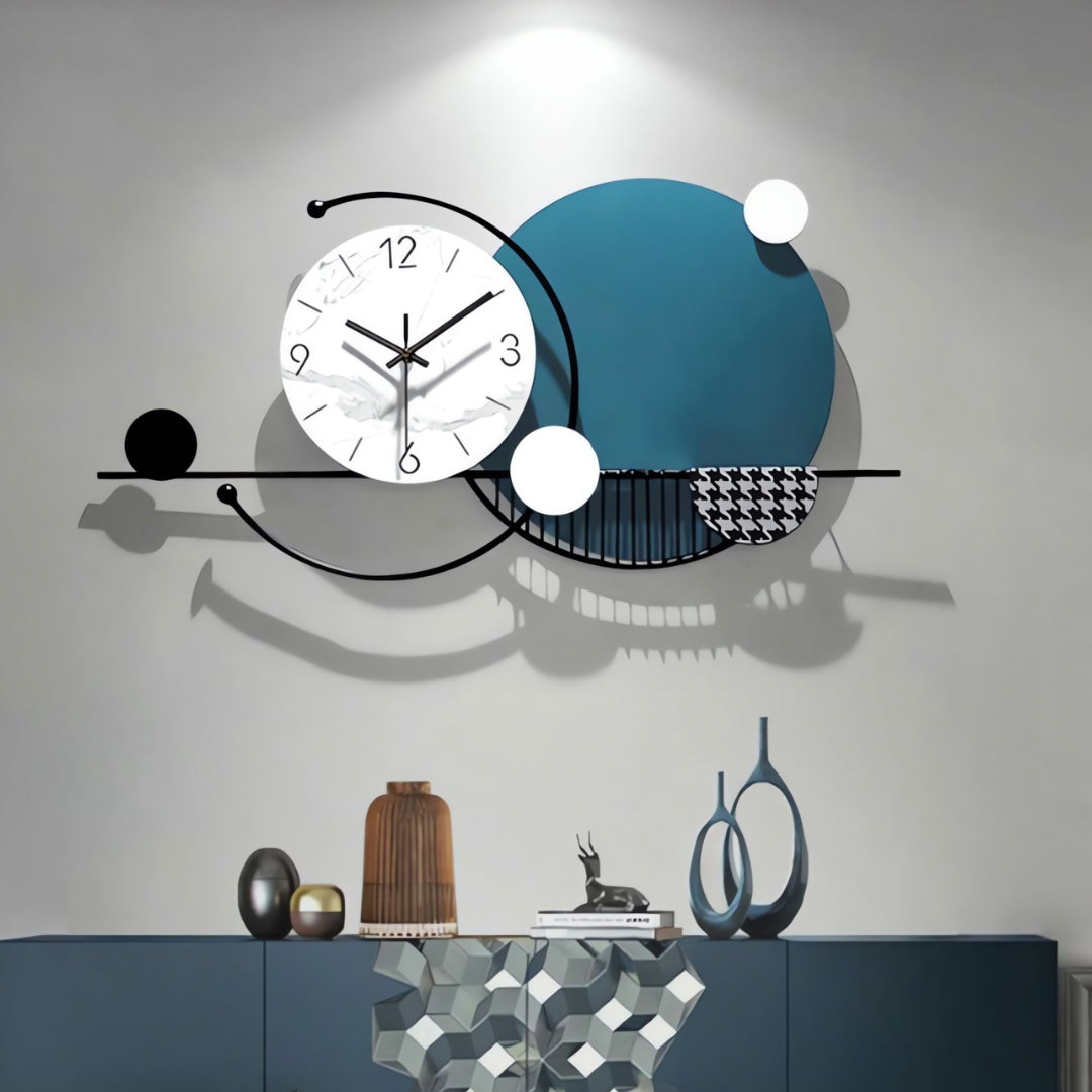 Blue and White Abstract Designer Wall Clock