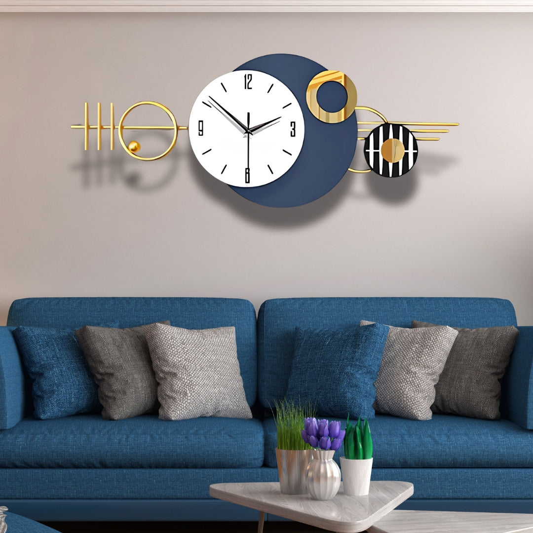 White and Blue Designer Wall Clock