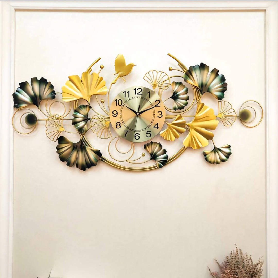 Ginkgo Leaf Designer Wall Clock