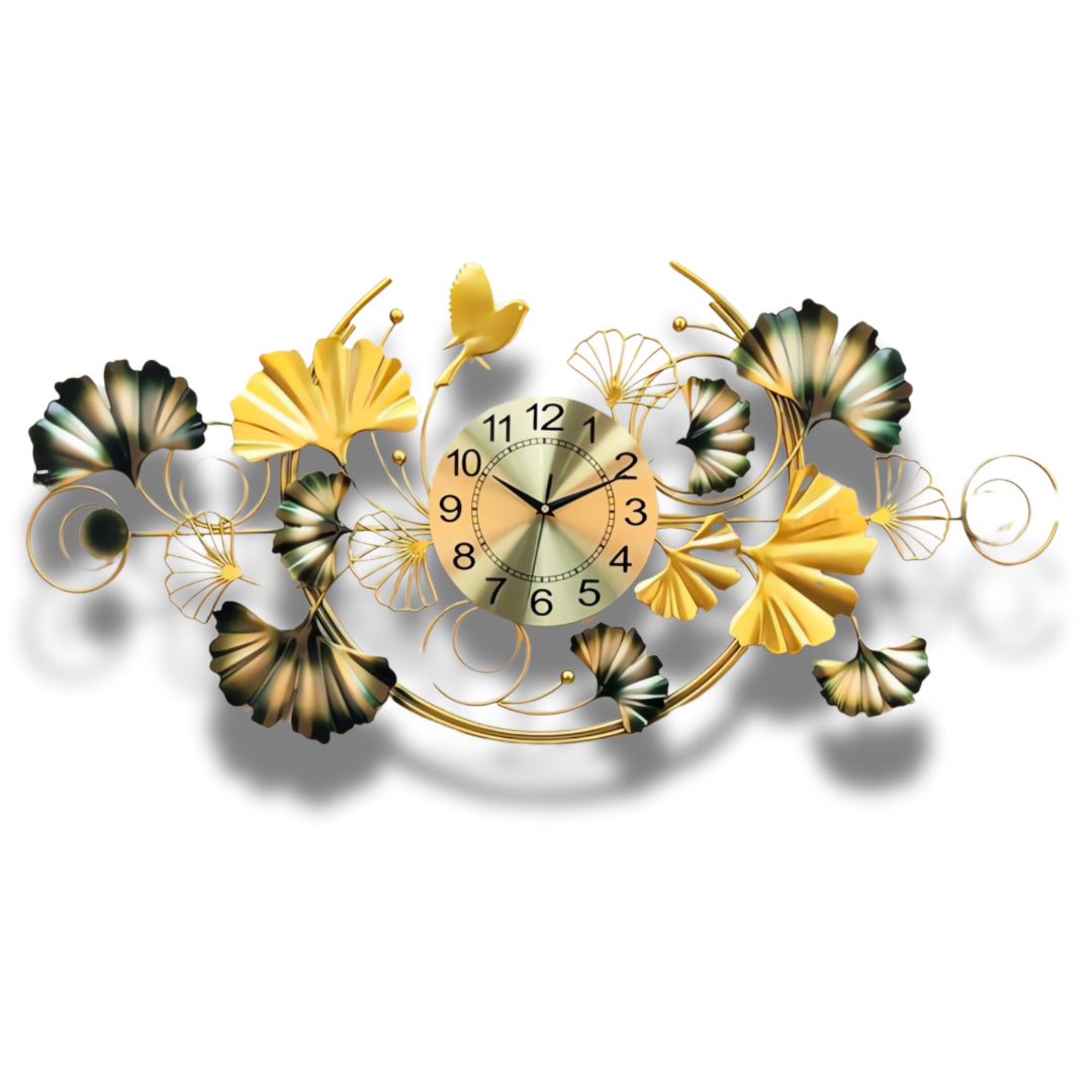 Ginkgo Leaf Designer Wall Clock