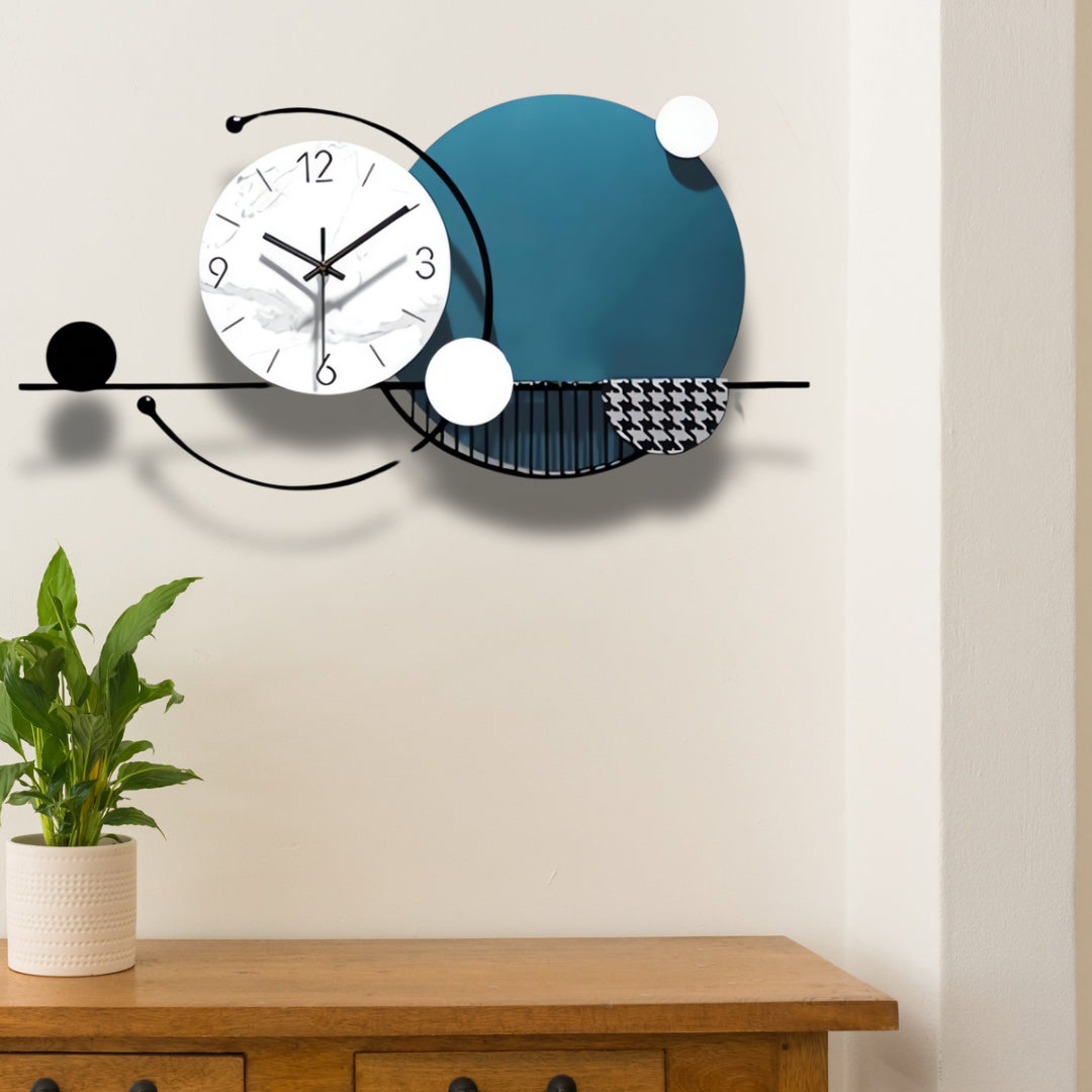 Blue and White Abstract Designer Wall Clock