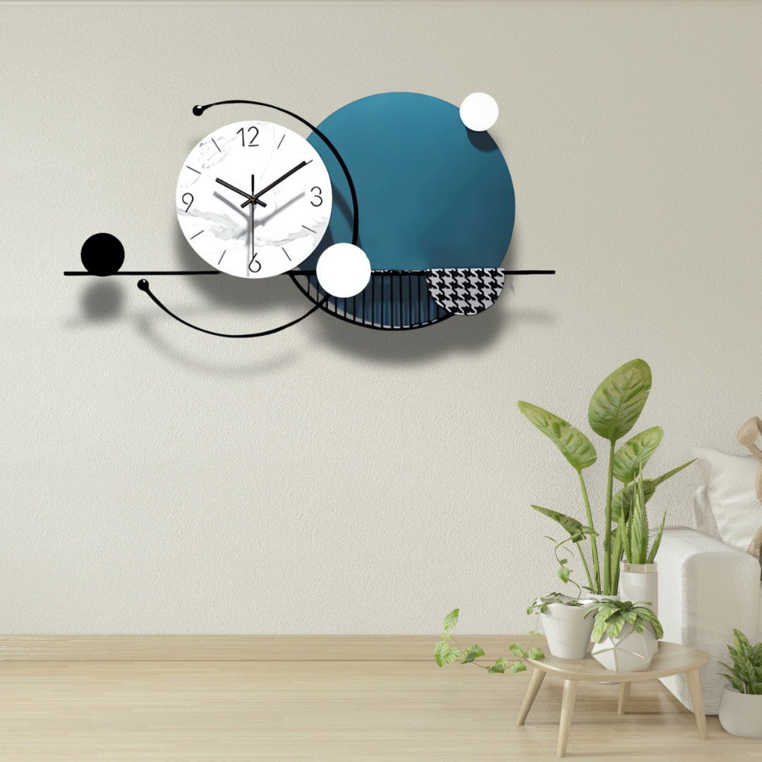 Blue and White Abstract Designer Wall Clock