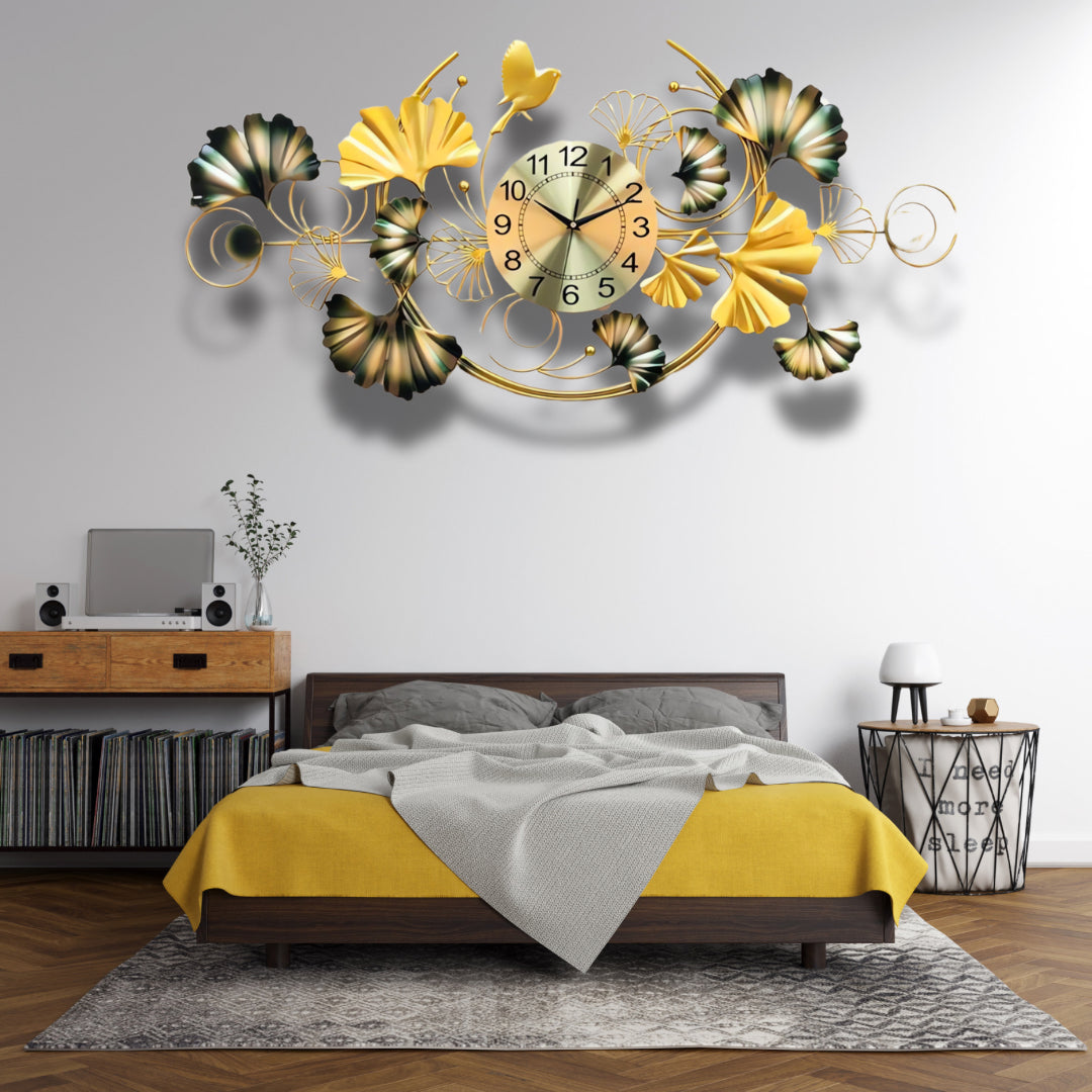 Ginkgo Leaf Designer Wall Clock